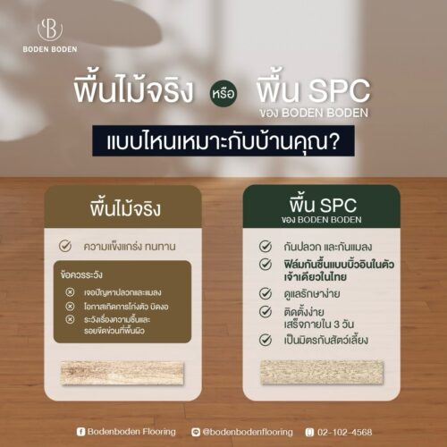 เปรียบเทียบวัสดุปูพื้นลายไม้ พื้นSPC